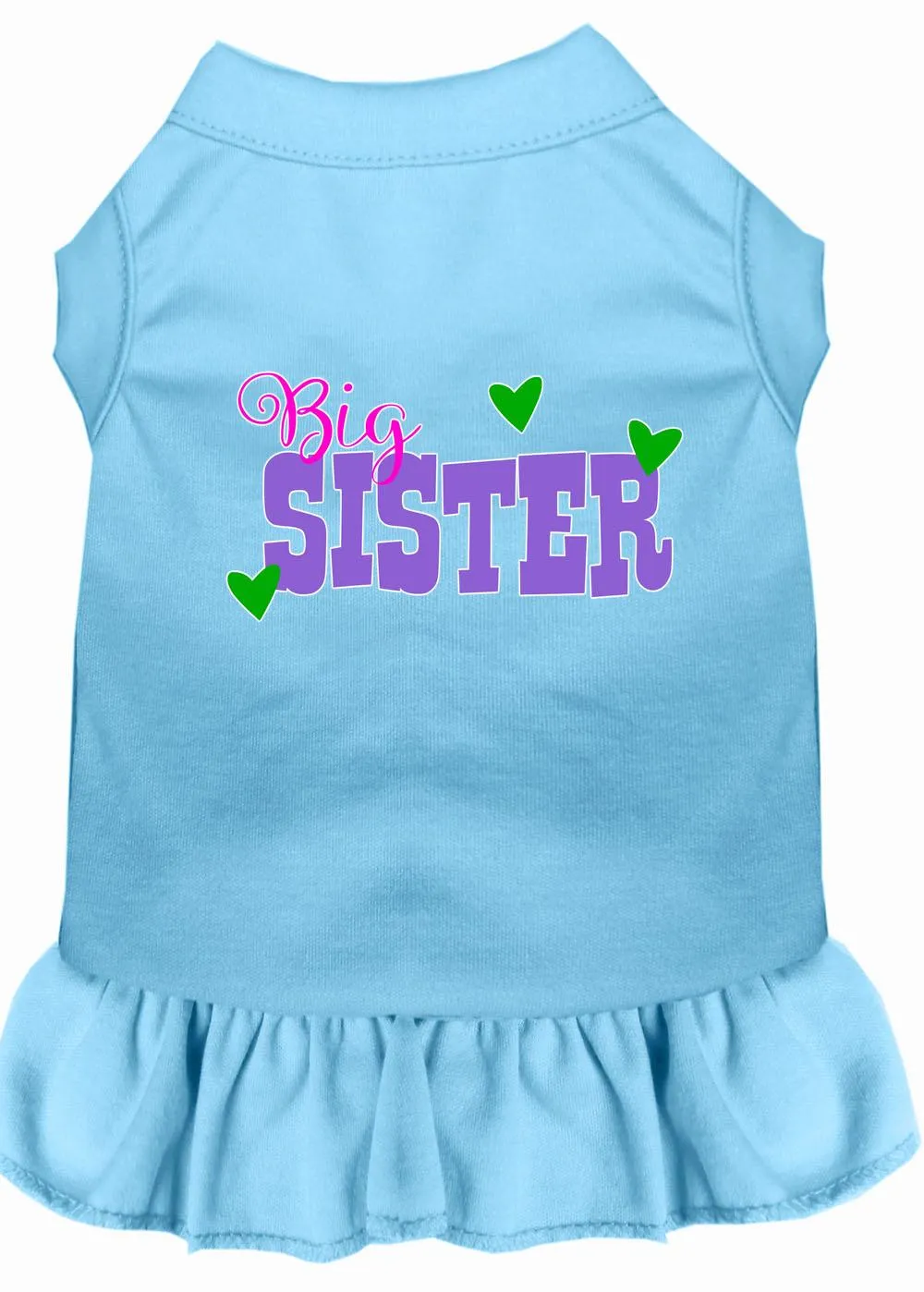 Big Sister Screen Print Dog Dress Baby Blue Xxl