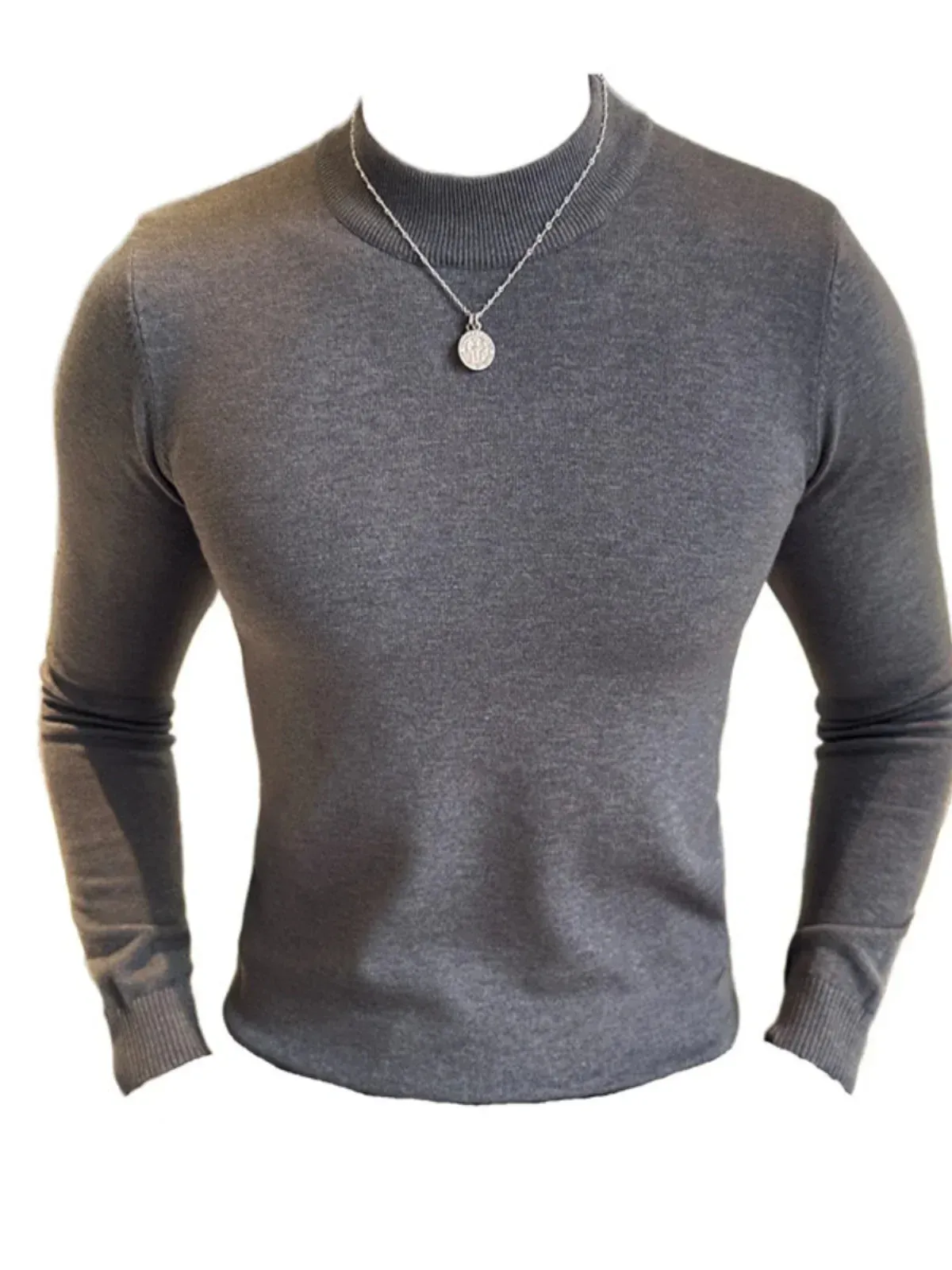 Bonsir Autumn Winter Luxury Men's Wool Sweater Half High Neck Solid Color Knitted Pullover Men  Long Sleeve Slim Fit Casual Sweaters