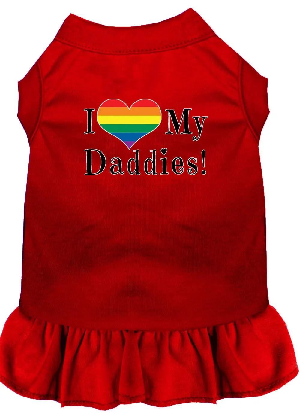 I Heart My Daddies Screen Print Dog Dress Red Lg