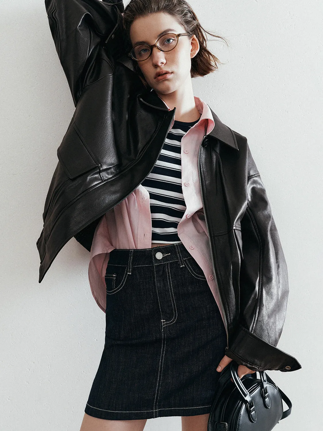 Loose Vegan Leather Jackets
