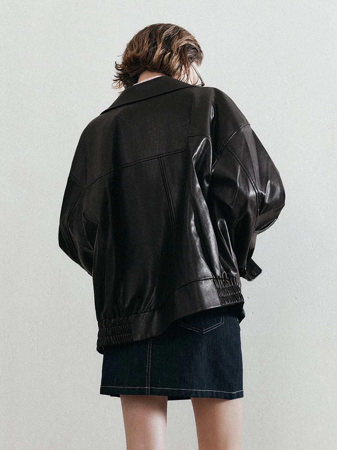 Loose Vegan Leather Jackets