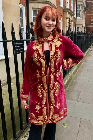 Maroon Red Maharani Velvet Jacket