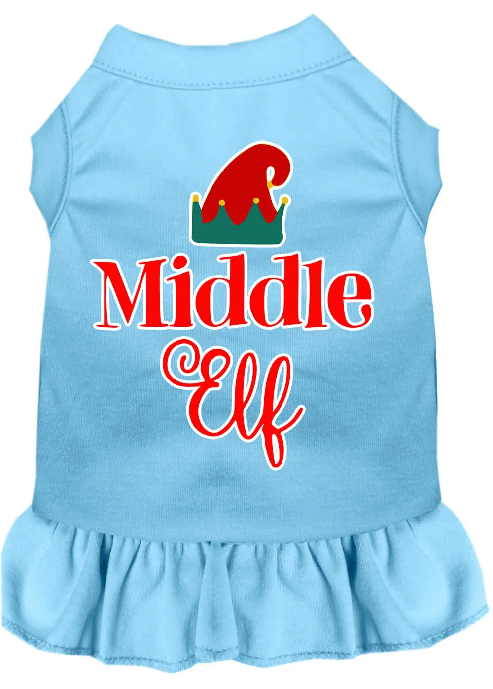 Middle Elf Screen Print Dog Dress Baby Blue Lg