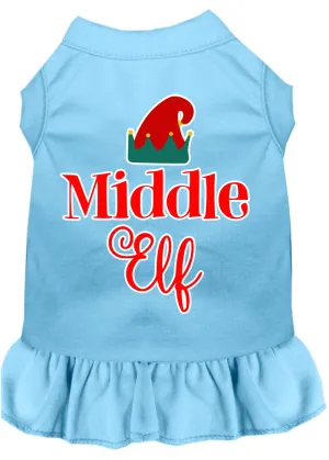 Middle Elf Screen Print Dog Dress Baby Blue Lg
