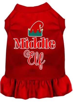 Middle Elf Screen Print Dog Dress Red Lg