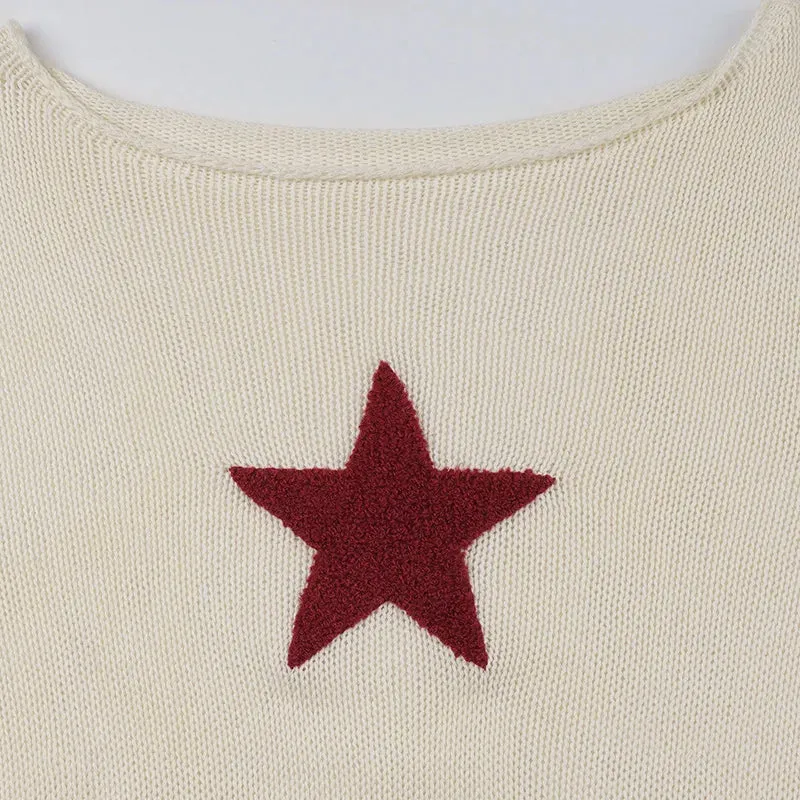 Purpdrank - Y2k Star Sweaters Women 2023 Grunge Cute Slim Knitted Jumpers Harajuku Prepply Korean Pullovers Streetwear Ladies Aesthetic Tops