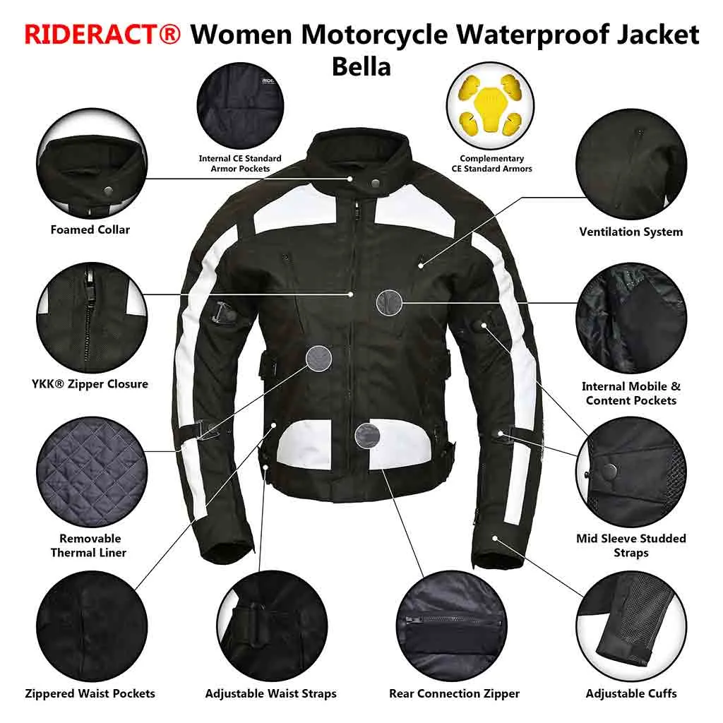 RIDERACT® Women Motorcycle Jacket Waterproof Bella