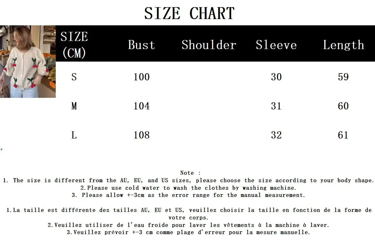 TAVIMART  -  Cherry Decor Knitted Cardigan Women Autumn New Single Breasted O Neck Sweater Female Casual Fashion Half Sleeve Sweaters 2024